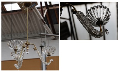 Lot 315 - A 1940s MURANO CHANDELIER, with clear leaf...
