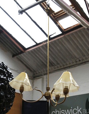 Lot 318 - A 1950s MURANO CHANDELIER, with taupe glass...