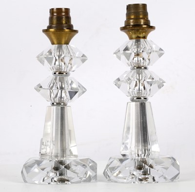 Lot 345 - A PAIR OF 1950s FRENCH TABLE LAMPS, in clear...