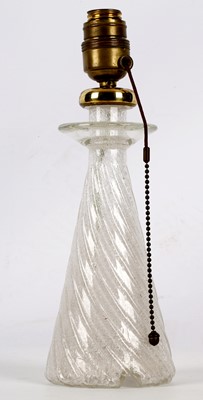 Lot 343 - A 1950s MURANO LAMP BASE, in clear cased white...