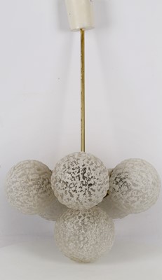Lot 346 - A 1960s FRENCH CHANDELIER, with six frosted,...