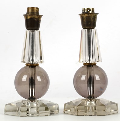 Lot 348 - A PAIR OF 1950s FRENCH TABLE LAMPS, in smoked...