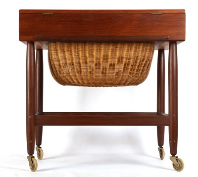 Lot 364 - A DANISH 1950s TEAK SEWING TROLLEY, in the...