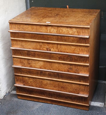 Lot 370 - AN ART DECO CHEST OF DRAWERS, circa 1930, in...