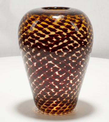Lot 485 - A CENEDES MURANO GLASS VASE, in amber glass...