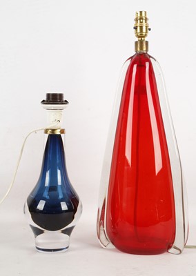 Lot 423 - A KOSTA GLASS SWEDEN 1960 LAMP BASE, in blue...