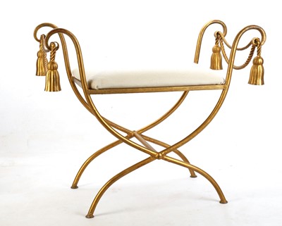 Lot 551 - A 1950s Italian gilded wrought iron stool,...