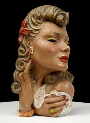 Lot 572 - A 1950'S FEMALE PLASTER BUST, in the manner of...