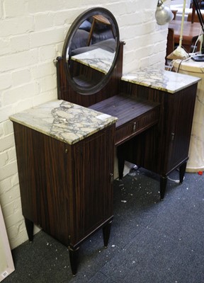 Lot 609 - AN ART DECO DRESSING TABLE, with circular...