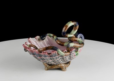 Lot 236 - AN UNUSUAL GERBING & STEPHAN MAJOLICA SHELL...