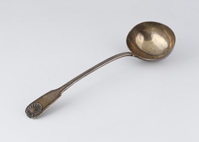 Lot 14 - Antique Victorian Sterling Silver soup ladle...