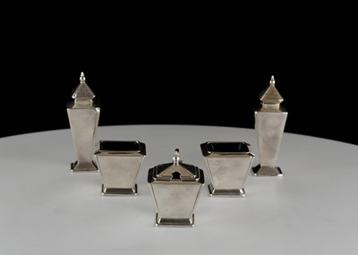 Lot 126 - Antique Sterling Silver Art Deco Five piece...