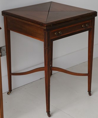 Lot 806 - Edwardian envelope card table, mahogany,...