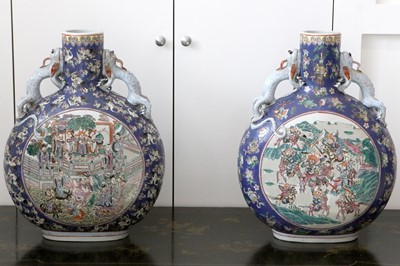 Lot 111 - A pair of Chinese large moon flask vases,...