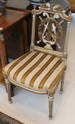 Lot 828 - A pair of Louis XVI style gilt & white painted...