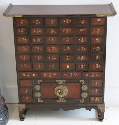 Lot 831 - A Japanese multi drawer side cabinet, 76cm W.