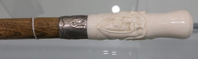 Lot 157 - A modern marine Ivory cane, the grip carved...