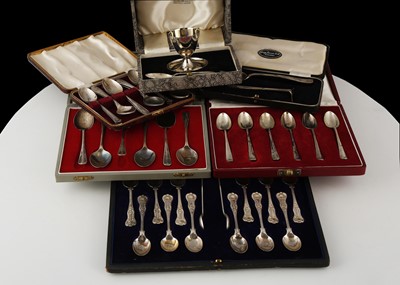 Lot 4 - Four boxed sets of Antique Sterling Silver tea...