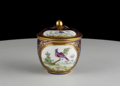 Lot 204 - A FINE SEVRES STYLE BLEU DE ROI SUCRIER AND...