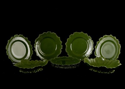 Lot 254 - A SPODE GREEN GLAZED PART DESSERT SERVICE,...