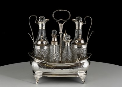 Lot 108 - Antique George III Sterling Silver cruet stand...