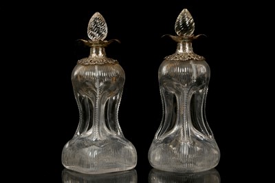 Lot 258 - A FINE PAIR OF SOLID-SILVER MOUNTED GLUG-GLUG...