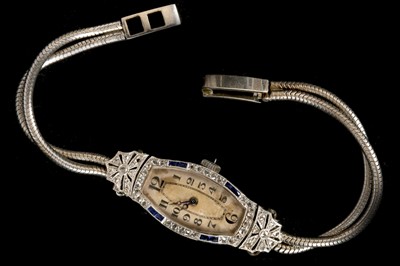 Lot 252 - A ladies Art Deco platinum, gold and gem set...