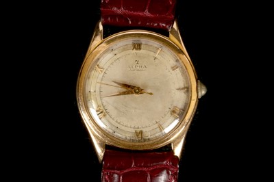 Lot 225 - A gent's vintage 18ct gold cased 'Alpha'...