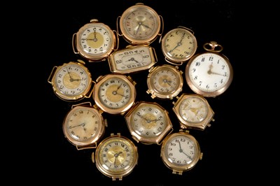 Lot 278 - Thirteen various gold cased ladies watches to...