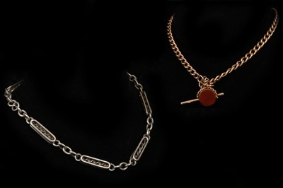 Lot 235 - An antique 9ct rose gold Albert chain with...