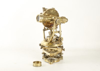 Lot 768 - A Stanley brass theodolite with wooden tripod...