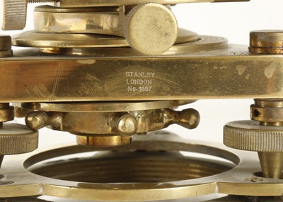 Lot 768 - A Stanley brass theodolite with wooden tripod...