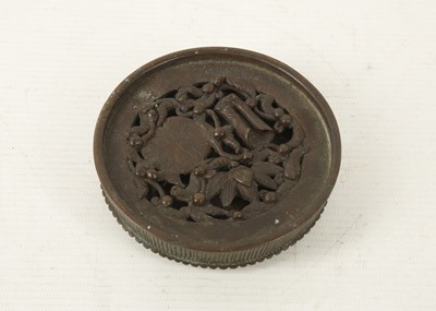 Lot 805 - A Chinese lotus leaf bronze stand / palm...