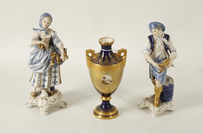 Lot 710 - A small jewelled Coalport vase, painted with a...