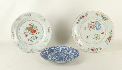 Lot 818 - Two 18th Century Chinese famille verte plates...