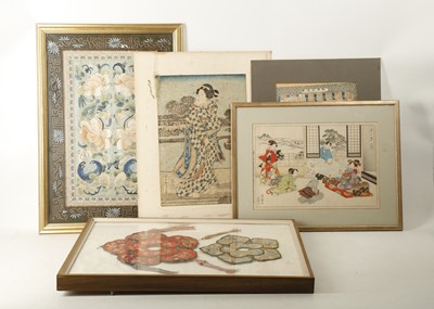 Lot 820 - A selection of six Oriental pictures, to...