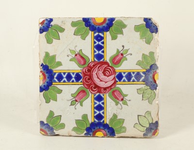 Lot 703 - A Turkish 18th Century Isnik tile painted with...