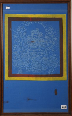 Lot 844 - A large modern Bhutanese thangka in Perspex...