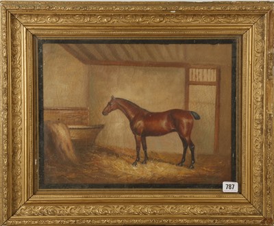 Lot 787 - An equine oil painting study of a thoroughbred...