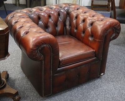 Lot 850 - Club tub chair, claret leather.