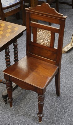 Lot 855 - A pair of hall chairs, mahogany, aesthetic...