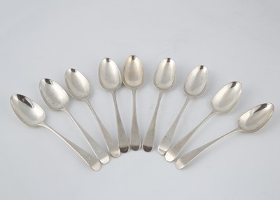 Lot 531 - Set of 9 Antique George III Sterling Silver...