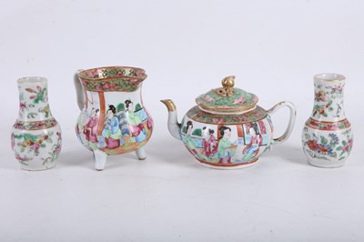 Lot 42 - A Canton famille rose bachelors teapot, with a...