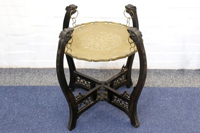 Lot 8 - A 19th Century Chinese brass tray table, the...