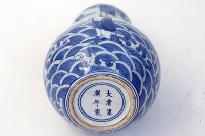 Lot 88 - A CHINESE DOUBLE GOURD VASE, with blue and...