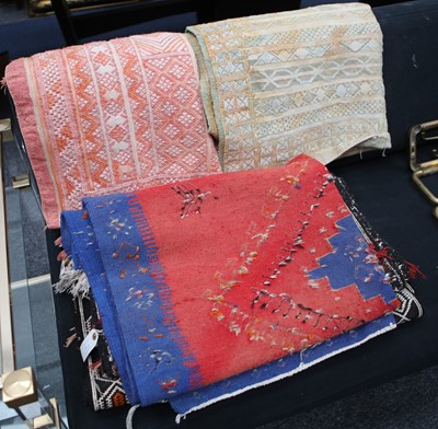 Lot 104 - A selection of 5 Moroccan geometric rugs etc;...