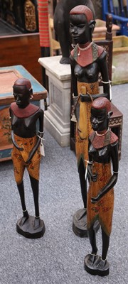 Lot 164 - Seven sizeable and decorative figures of Masai...