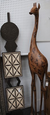 Lot 169 - A sizeable wood giraffe, 210cm high, and a...