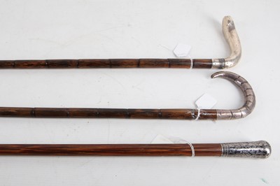 Lot 1 - A silver topped golf club walking cane, with...