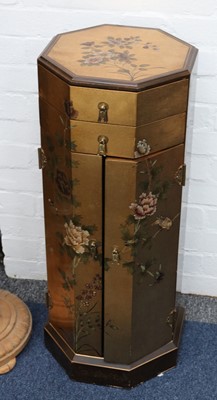 Lot 47 - A Japanese octagonal lacquered and floral...